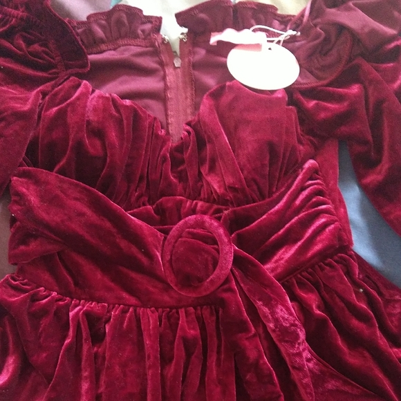 Lilly's Kloset Rich Burgundy Velvet Dress - Picture 4 of 7